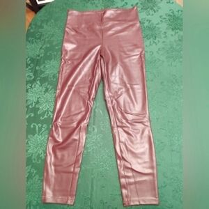 Studio Badgley Mishka burgundy high waisted faux leather leggings, M